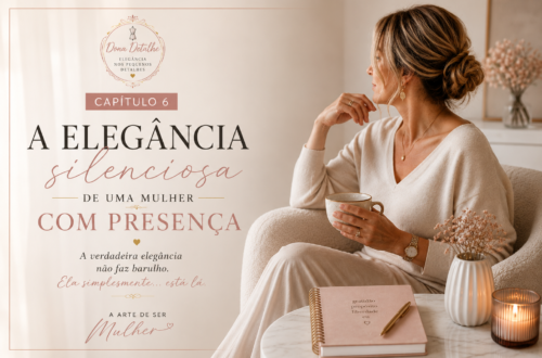 Capítulo 6 – A elegância silenciosa de uma mulher com presença 11 Capítulo 6 – A elegância silenciosa de uma mulher com presença. Mulher sentada num ambiente tranquilo, transmitindo serenidade, elegância e confiança.