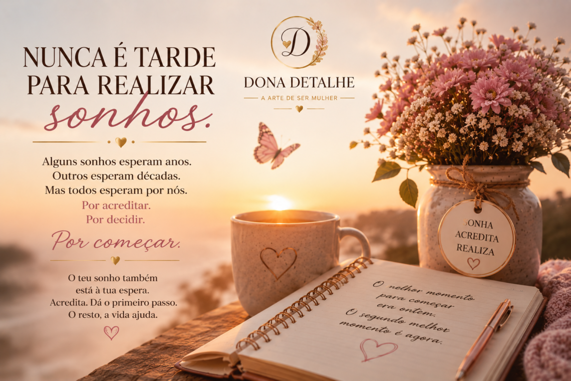 Nunca é tarde para realizar sonhos – Capítulo 7 da série A Arte de Ser Mulher por Esmeralda Ferreira | Dona Detalhe